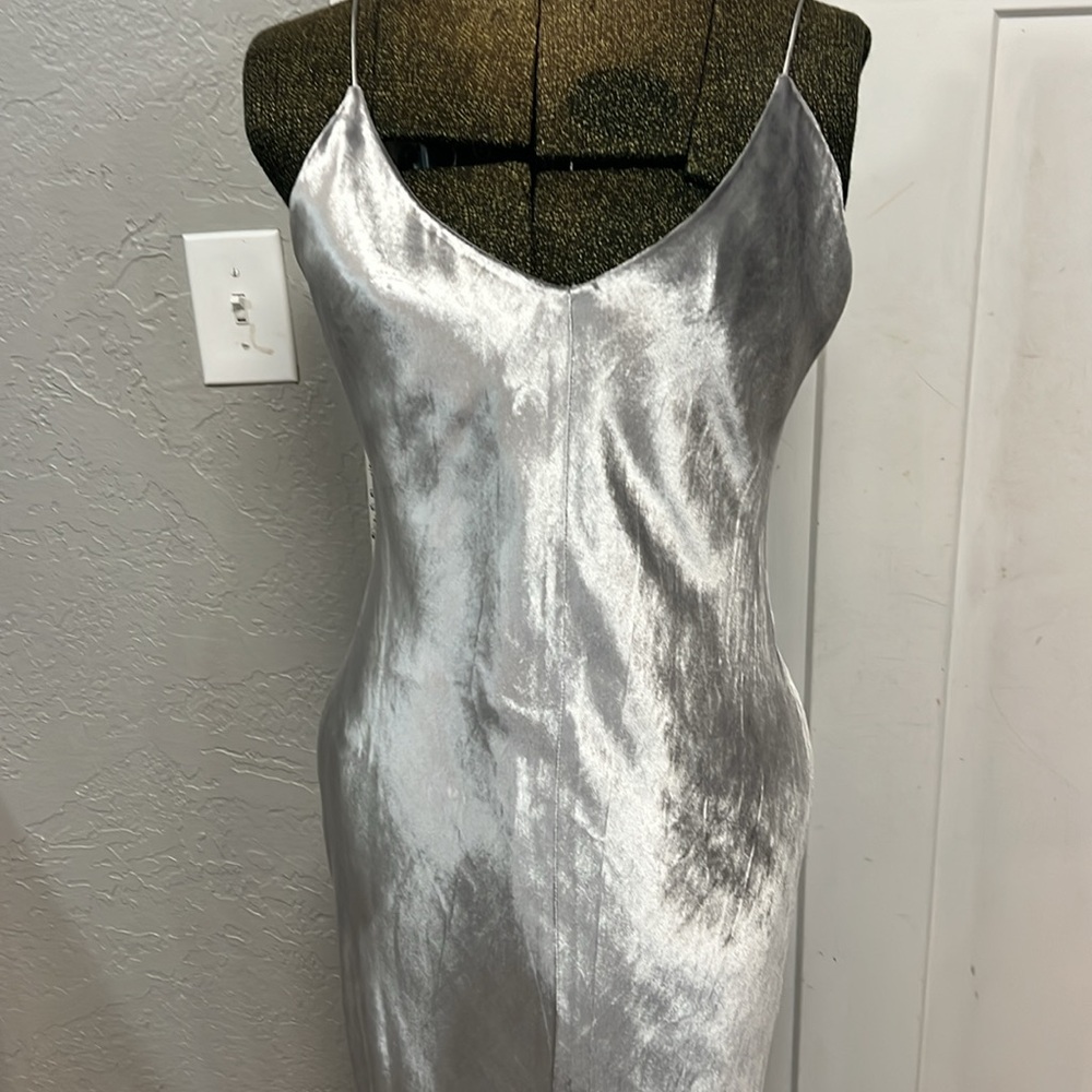T By ALEXANDER  WANG METALLIC PANNE VELVET CAMI LONG DRESS SIZE SMALL NEW - Picture 4 of 16